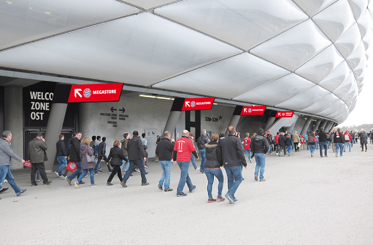 Eva Plass: <strong>Allianz Arena München</strong><br> – Wettbewerb Orientierungs- und Leitsystem 2. Platz / mit Integral Ruedi Baur Zürich / 2016