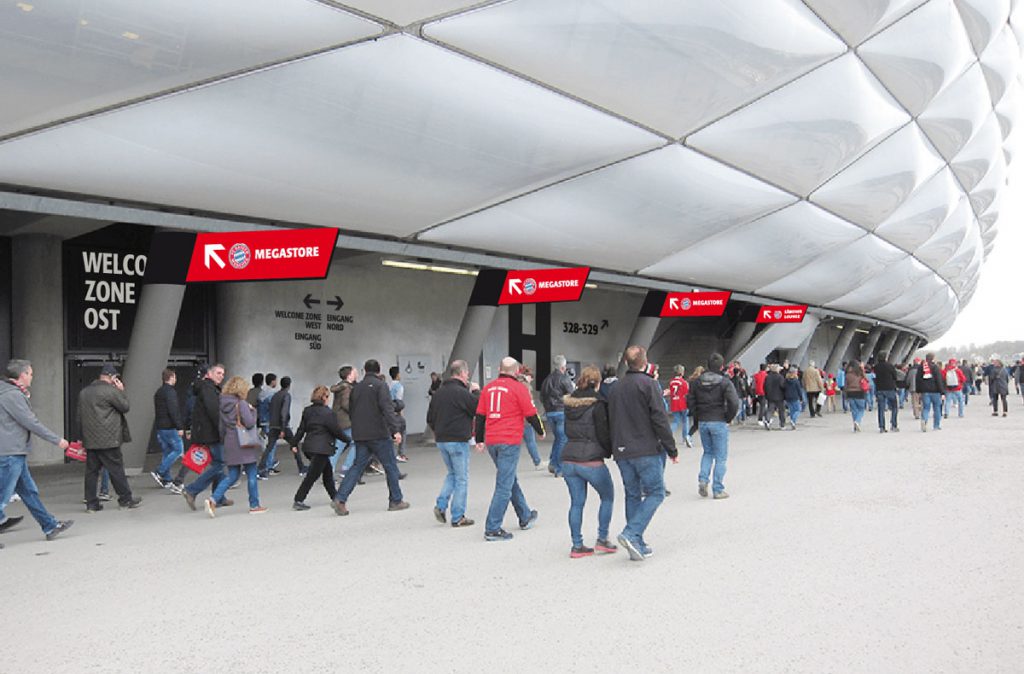 Eva Plass: Allianz Arena München – Wettbewerb Orientierungs- und Leitsystem 2. Platz / mit Integral Ruedi Baur Zürich / 2016